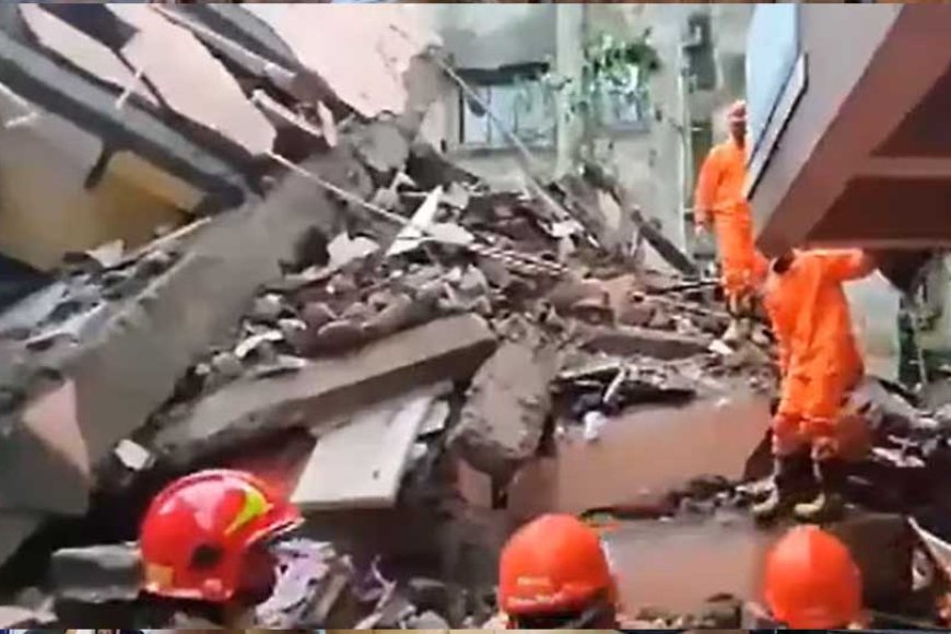 नवी मुंबई में 3 मंजिला इमारत गिरी, कई लोगों के दबे होने की आशंका, JCB से हटाया जा रहा है मलबा