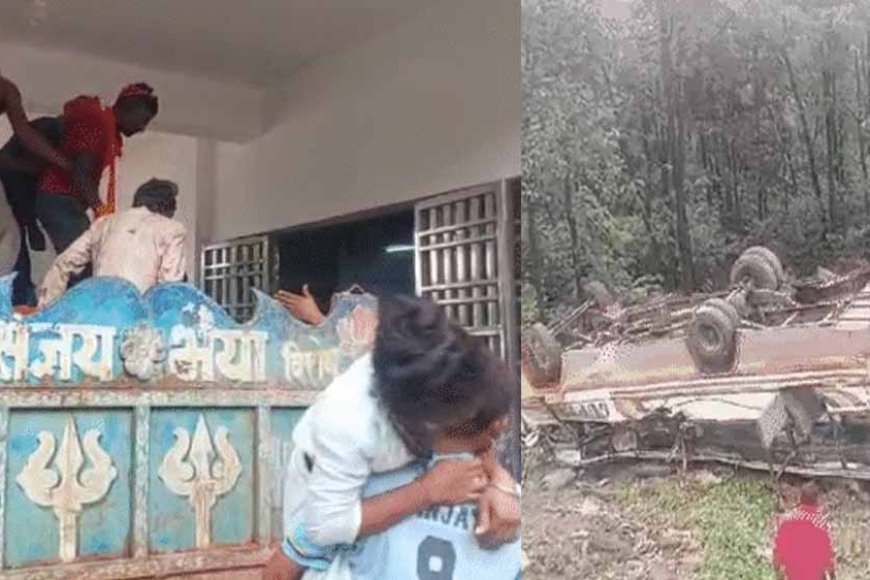 देलावाड़ी घाट पर ओवरलोड बस रेलिंग तोड़कर खाई में पलटी, सभी 50 यात्री घायल हुए