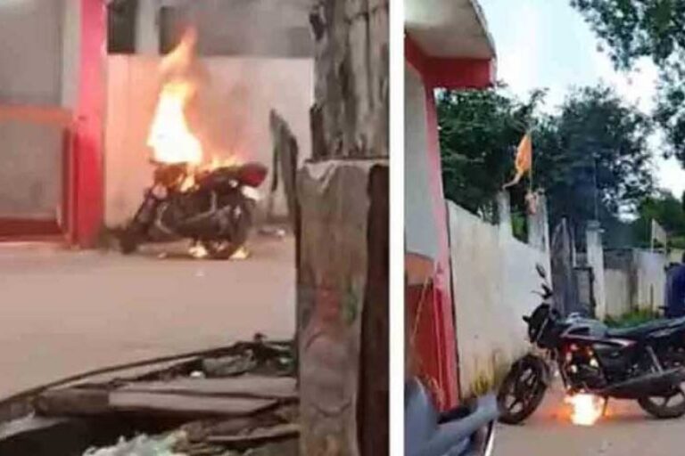 कमला नगर इलाके में मंदिर के बाहर खड़ी पुलिस आरक्षक की बाइक में लगाई आग, प्रकरण दर्ज