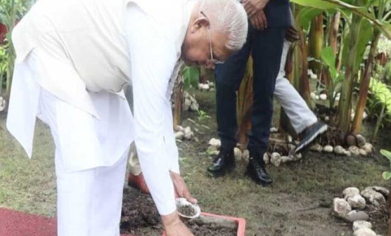 राज्यपाल पटेल ने राजभवन में रोपा तुलसी का पौधा राज्यपाल पटेल ने राजभवन में रोपा तुलसी का पौधा