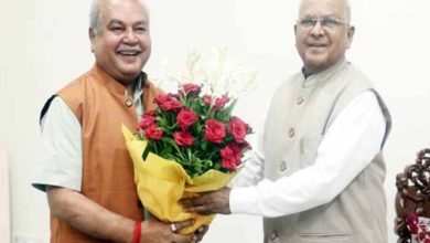 राज्यपाल पटेल से मध्यप्रदेश विधानसभा अध्यक्ष तोमर ने की सौजन्य भेंट