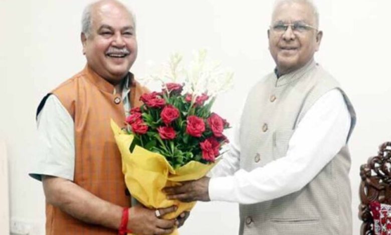 राज्यपाल पटेल से मध्यप्रदेश विधानसभा अध्यक्ष तोमर ने की सौजन्य भेंट