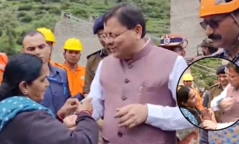 गुजरात की महिला ने दुपट्टा फाड़कर धामी को बांधी राखी, सीएम हुए भावुक