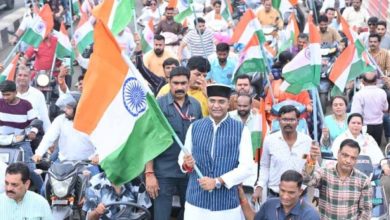 भारतीय सेना के रणवीरों के सम्मान में नरेला विधानसभा में मंत्री श्री सारंग के नेतृत्व में निकलीं भव्य तिरंगा यात्राएं